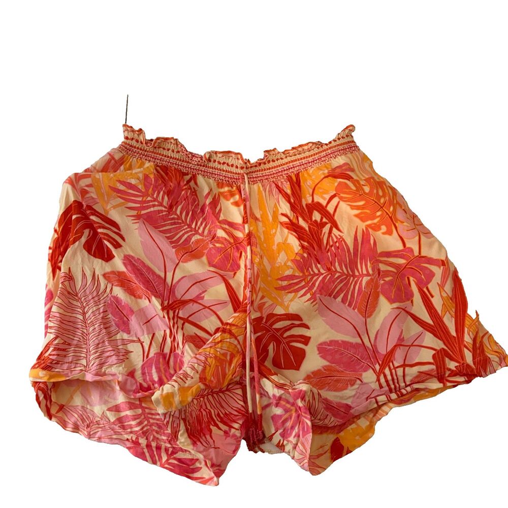 Haute Hippie Shorts Women's Medium Colorful Floral Paper Bag Ruffled Artsy